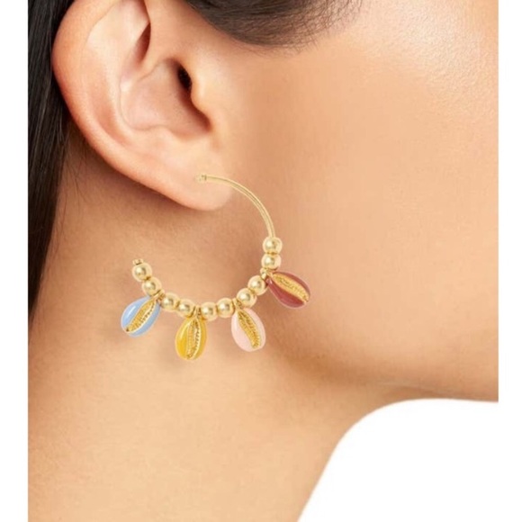 Madewell Enameled Cowrie Shell Hoop Earrings - Picture 3 of 3